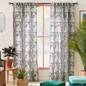 Opalhouse Jungalow White Black Leaf Light Filtering Curtains 50” x 84” 1 Panel